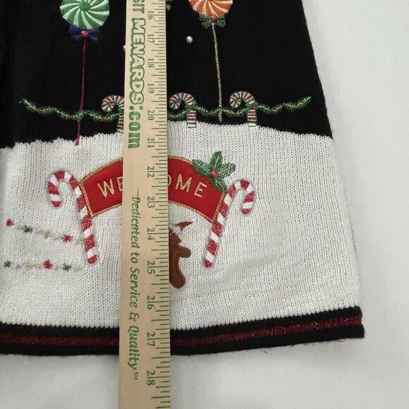 Gingerbread Christmas Tree Faux Pearl Sweater Vest XXL Sz 20 Black Lollipops Fun - Picture 9 of 14